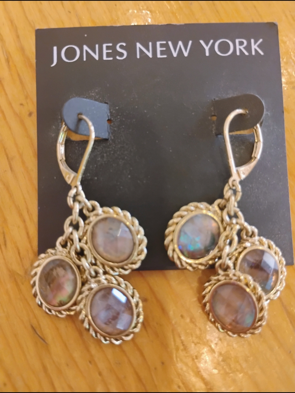 Jones New York Gold-Tone Abalone Triple Drop Earrings